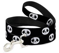 Buckle-Down Laisse pour Animal de Compagnie - Visage de Panda Souriant - Noir/Blanc