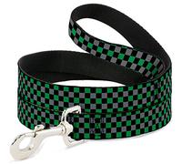 Buckle Down Laisse pour Animal Domestique à Boucle en Bas « Mini Checker Noir/Gris/Vert » 1,8 x 3,8 cm