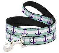 Buckle Down Laisse pour Animal Domestique - Ancre/à Rayures Bleu Sarcelle/Blanc/Violet