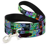 Buckle Down Laisse pour Animal Domestique - années 1980 Arcade Multi Neon Stripes - 6 mètres de Long - 3,8 cm de Large