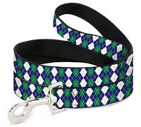 Buckle-Down Laisse pour Animal Domestique - Argyle - Bleu Marine/Vert/Blanc/doré