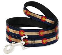 Buckle-Down Laisse pour animal domestique, drapeau du Colorado continu, vintage, 1,2 m de long, 3,8 cm de large