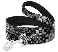 Buckle Down Laisse pour Animal Domestique - Grunge Chaos Noir/Blanc - 4 mètres de Long - 3,8 cm de Large