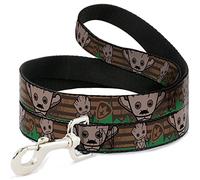 Buckle-Down Laisse pour Animal Domestique - Kawaii Groot 2 Poses/Badge Gardiens Marron/Vert