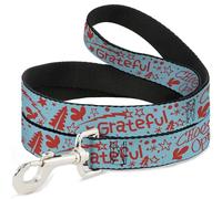 Buckle-Down Laisse pour animal domestique, laisse pour chien Grateful Optimism Be Kind Icons Collage Bleu Rouge 1,8 m de long 3,8 cm de large