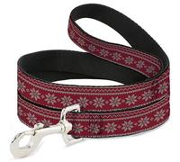 Buckle-Down Laisse pour animal domestique, laisse pour chien, motif de Noël Fair Isle Stitch Rouge/blanc 1,8 m de long 3,8 cm de large
