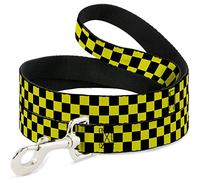Buckle-Down Laisse pour Animal Domestique Motif Damier Noir/Jaune Fluo Longueur 1,2 m Largeur 2,5 cm