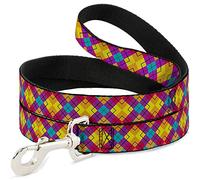 Buckle-Down Laisse pour Animal Domestique - Plaid Losanges Orange/Jaune/Bleu/Violet/Fuchsia