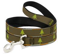 Buckle-Down Laisse pour Animaux de Compagnie - Blocs de pin Olive/Orange/Brun Clair