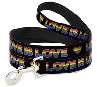 Buckle-Down Laisse pour chien avec cœur Love is Love Noir arc-en-ciel 1,2 m de long 3,8 cm de large