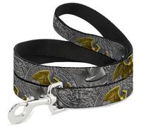 Buckle-Down Laisse pour chien - Avec pièces de monnaie empilées - Gris argenté - Jaune doré - 1,8 m de long - 3,8 cm de large