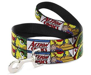 Buckle-Down Laisse pour Chien Classique Action Comics numéro 1 Housse Superman Voiture de Levage Disponible en différentes Longueurs et largeurs pour Chiens et Chats de Petite, Moyenne et Grande