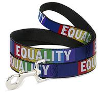 Buckle-Down Laisse pour chien Equality Blocks Rainbow Blue White, 1,2 m de long, 1,3 cm de large