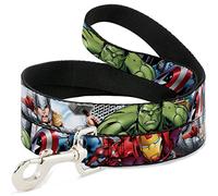 Buckle-Down Laisse pour Chien Marvel Avengers 4 Poses de Super-héros de 1,8 m de Long, 3,8 cm de Large, Multicolore (DL-6FT-WAV012-W)