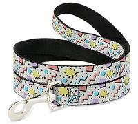 Buckle-Down Laisse pour chien - Motif quadrillage des années 90 - Gris pastel - 1,2 m de long - 1,3 cm de large