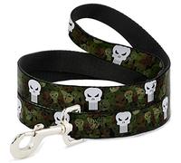 Buckle-Down Laisse pour Chien Punisher Logo4 Empilée Camouflage Olive Blanc 1,8 m de Long 1,3 cm de Large