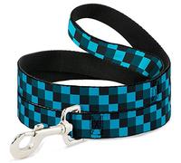 Buckle-Down Laisse pour chien Trio à carreaux Bleu/noir/turquoise 1,8 m de long x 3,8 cm de large