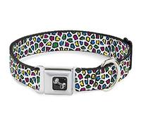 Buckle Down Leopard Blanc/Multi Couleur Collier de Chien en Forme d'os, Large Petite/13-45,7 cm