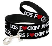 Buckle Down "Los F * CKIN 'Angeles Cœur Noir/Blanc/Rouge Pet Leash, 6' x 2,5 cm