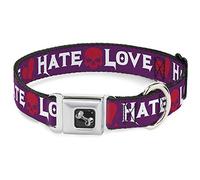 Buckle Down Love/Hate Violet/Blanc/Fuchsia Collier de Chien en Forme d'os, Large Medium/16-58,4 cm