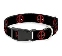 Buckle-Down Marvel Universe Collier à Clip en Plastique avec Logo Deadpool Noir/Rouge/Blanc Taille S 15,2-22,9 cm