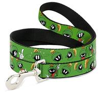 Buckle Down "Marvin Le Martien W/Poses/Expressions Vert Pet Leash, 6 'x 1/5,1 cm