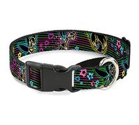 Buckle Down Mgc-wdy109-l Martingale Dog Collar-Electric Fée Clochette Poses/Rayures Noir/Multi Fluo, 2,5 cm W-15-66 cm Neck-Large