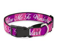Buckle Down Mgc-wdy335-l Martingale Dog Collar-Cheshire Cat à Rayures/Follow Me au Pays des Merveilles Rose/Violet/Blanc, 2,5 cm W-15-66 cm Neck-Large