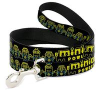 Buckle Down "Minion assuré électrique Minions Noir/Jaune/Bleu Pet Leash, 6 '-1 "