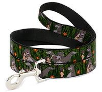 Buckle Down "Mowgli et Baloo 3-Poses Feuilles/Fleurs Verts/Orange Pet Leash, 6 'x 3,8 cm