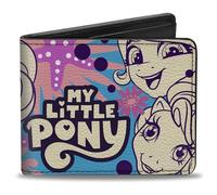 Buckle-Down My Little Pony Portefeuille à deux volets en cuir vegan Motif My Little Pony Five Poneys Faces and Flowers