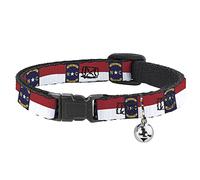 Buckle-Down N Carolina Flag Repeat Collier pour chat avec clochette, clip en plastique, facile à régler, 21,6 à 30,5 - 1,3 cm de large