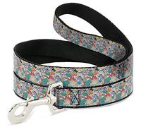 Buckle Down "Nick 90 de rembobinage 8-Character Mash Up Collage Blanc Pet Leash, 4 '-1/5,1 cm