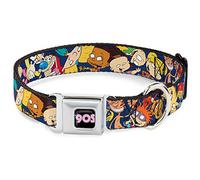 Buckle Down "Nick 90 de rembobinage Mesurer Poses Bleu Marine Ceinture de sécurité Collier de Chien, 3,8 cm X 18-81,3 cm/L