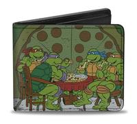 Buckle-Down Nickelodeon Portefeuille à deux volets en polyuréthane pour homme, Tortues ninja, 10,2 x 8,9 cm, Tortues ninja, 10,2 x 8,9 cm, portefeuille à deux volets en polyuréthane