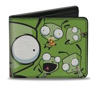 Buckle-Down Nickelodeon Portefeuille à Deux Volets, Invader Zim Gir Split Gros Plan et Pose en Cuir végétalien, Bleu/Vert, 10,2 x 8,9 cm, décontracté