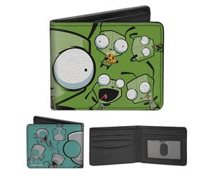 Buckle-Down Nickelodeon Portefeuille à Deux Volets, Invader Zim Gir Split Gros Plan et Pose en Cuir végétalien, Bleu/Vert, 10,2 x 8,9 cm, décontracté