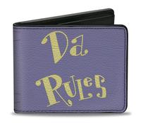 Buckle-Down Nickelodeon The Fairly OddParent Da Rules Portefeuille à deux volets en cuir vegan Jaune lavande, Jaune, lavande, 4.0" x 3.5", Décontracté
