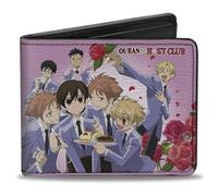 Buckle-Down Ouran High School Host Club Portefeuille à deux volets Ouran High School Host Club Personnage Rose Scènes Cuir Vegan