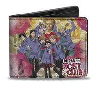 Buckle-Down Ouran High School Host Club Portefeuille à deux volets Ouran High School Host Club Personnages Groupe Poses Rose, Cuir Végan
