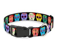 Buckle Down Painted Mort Noir/Multi Couleur Plastique Clip Collier, 2,5 cm Wide-Fits 9-38,1 cm Neck-Small