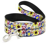 Buckle Down Paix Flower Power Pet Leash, 4 'x 1/5,1 cm