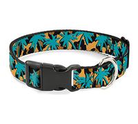 Buckle Down Palm Tree Silhouette Léopard Marron/Turquoise Collier de Clip en Plastique, 1/5,1 cm Wide-Fits 6-22,9 cm Neck-Small