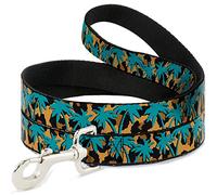 Buckle Down "Palm Tree Silhouette Léopard Marron/Turquoise Pet Leash, 6 'x 2,5 cm
