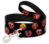 Buckle Down "Personnages Looney Tunes Bullseye Pose Noir Pet Leash, 6 'x 3,8 cm