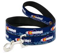 Buckle Down Pet Leash, 4 'x 1/5,1 cm, Colorado Truite Drapeau Bleu/Blanc/Rouge/Jaune