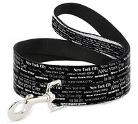 Buckle Down Pet Leash, 4 'x 1/5,1 cm, New York City Noir/Blanc