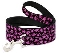 Buckle Down Pet Leash, 4 'x 1/5,1 cm, Pot Feuilles Diffuse Noir/Rose