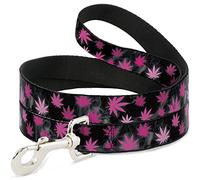 Buckle Down Pet Leash, 4 'x 1/5,1 cm, Pot Feuilles/fumé Noir/Rose/Blanc