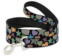 Buckle Down Pet Leash, 4 'x 1/5,1 cm, Stars-in Hearts-in étoiles Noir/Multi